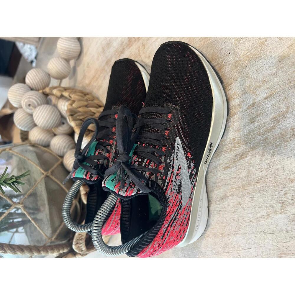 Brooks Women's Black with Pink & Teal Knit Running Sneakers